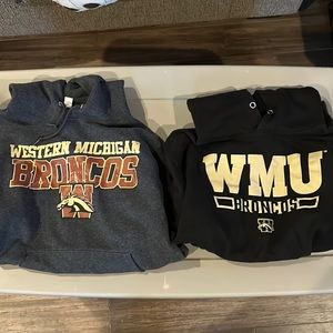 2 Western Michigan University Hooded Sweatshirts Hoodies Size Small
